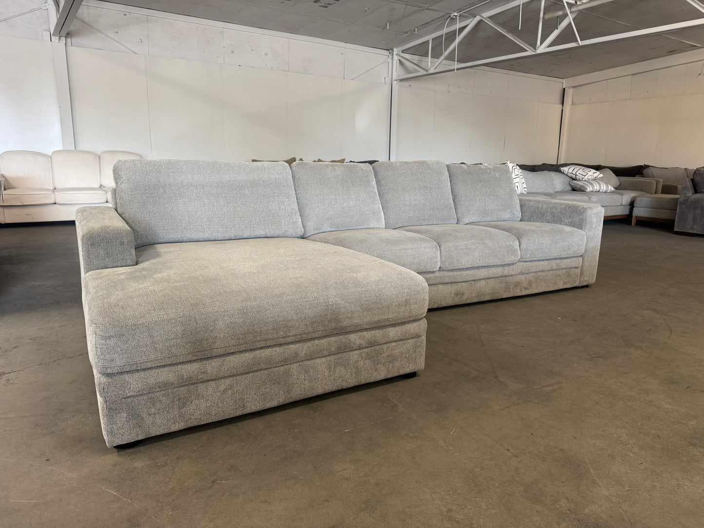 Gray Sectional Couch with Oversized Chaise
