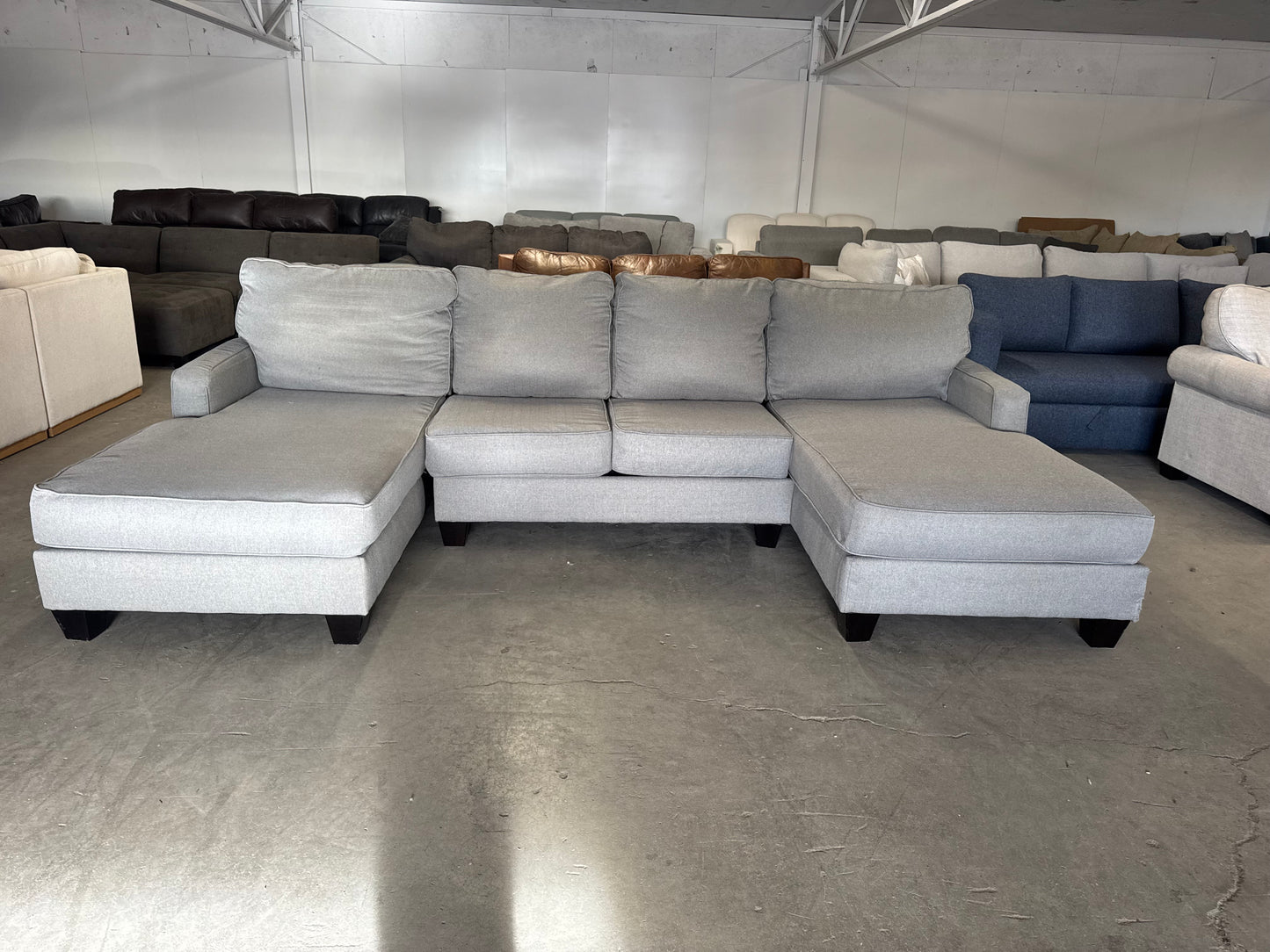 Gray Sectional with Dual Chaise Lounges