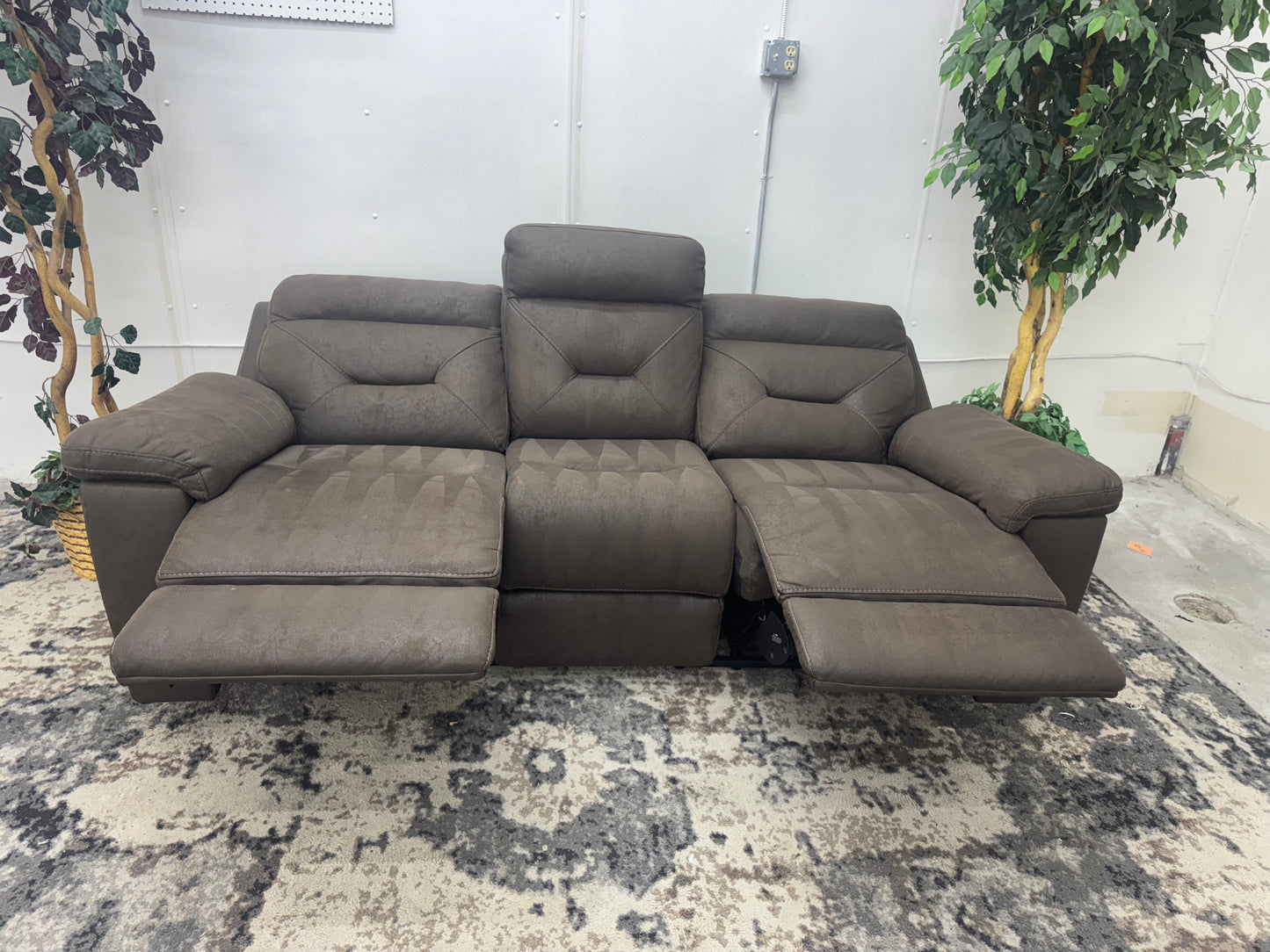 Brown Microfiber Electric Reclining Couch