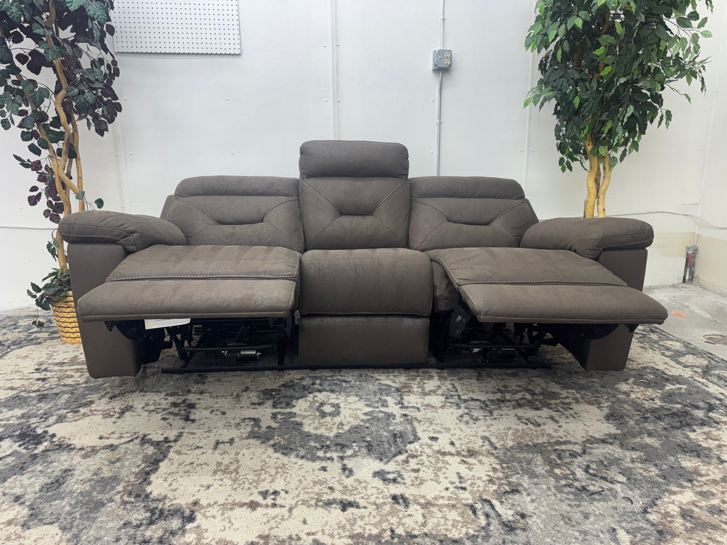 Brown Microfiber Electric Reclining Couch