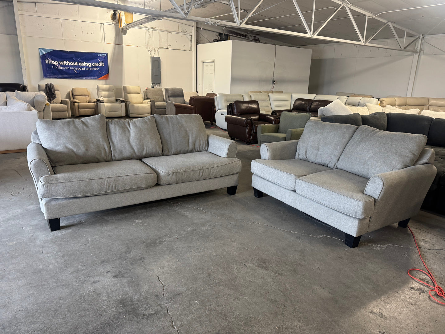 Couch and Loveseat - Gray Living Room Sofa Set