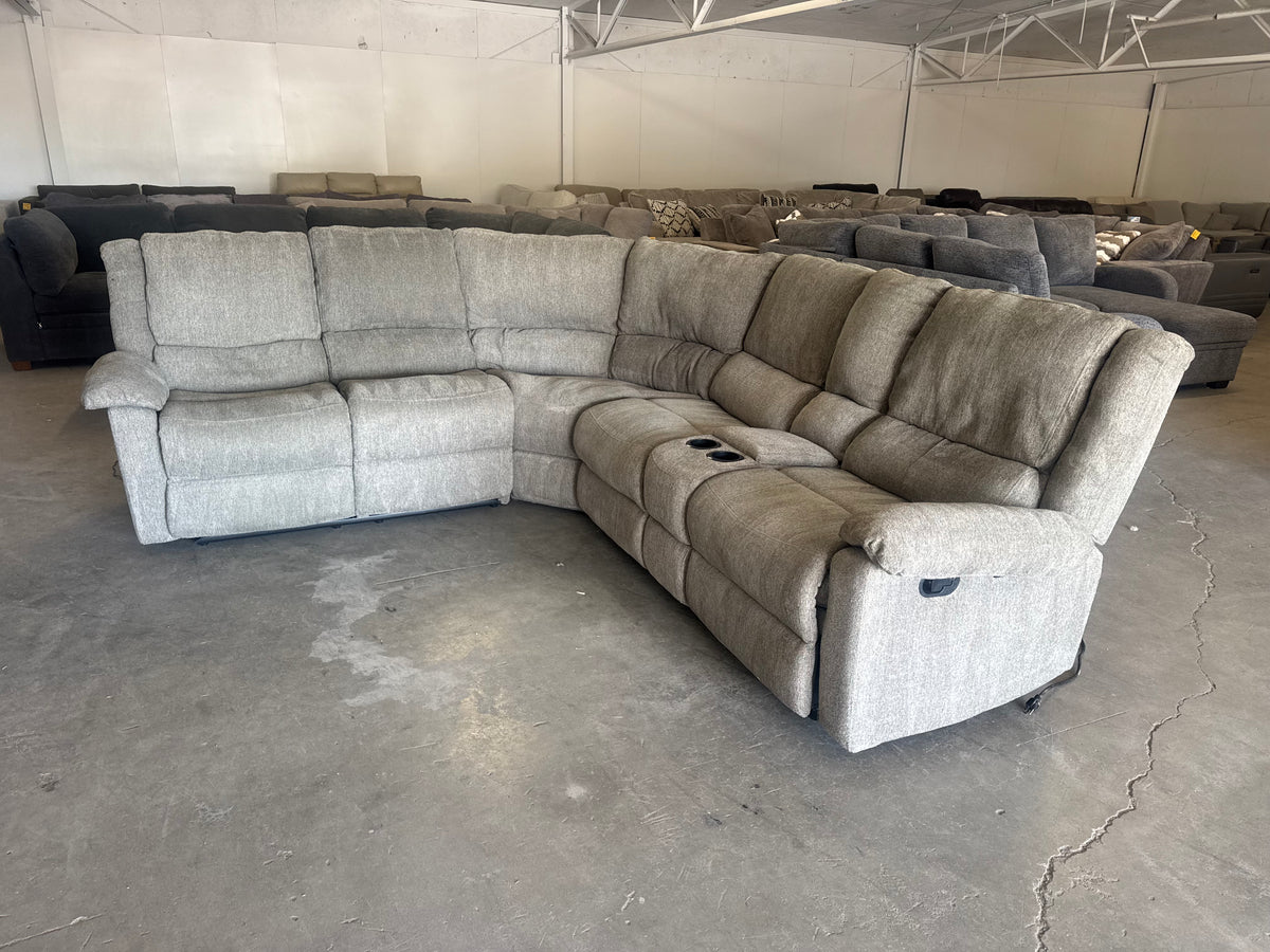 Gray L-Shaped Reclining Sectik Al Sofa with 3 Manual Recliners
