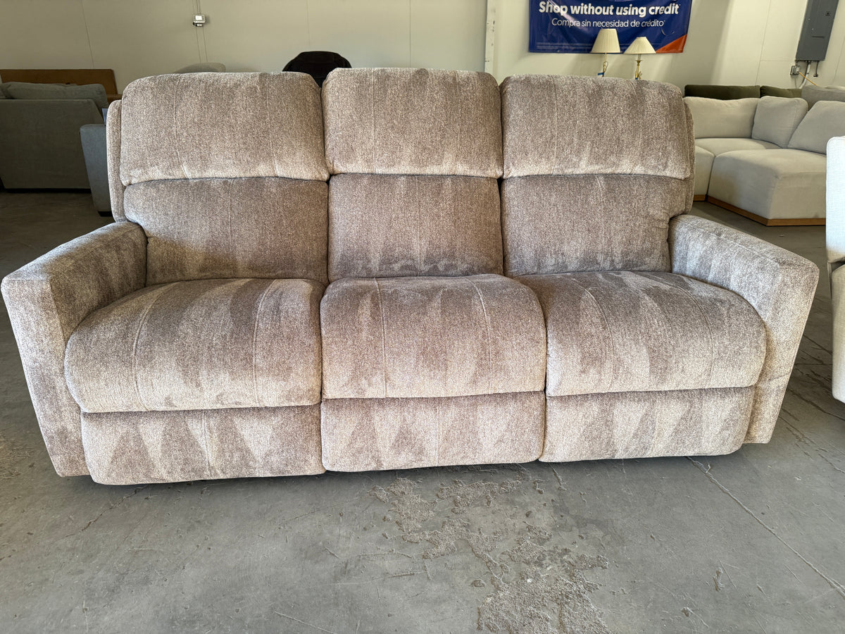 Plush Beige Reclining Sofa