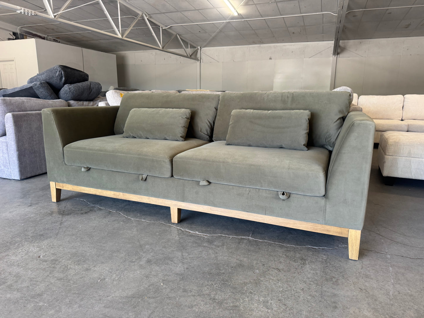 Green Mid Century Modern Sofa with Hidden Storage