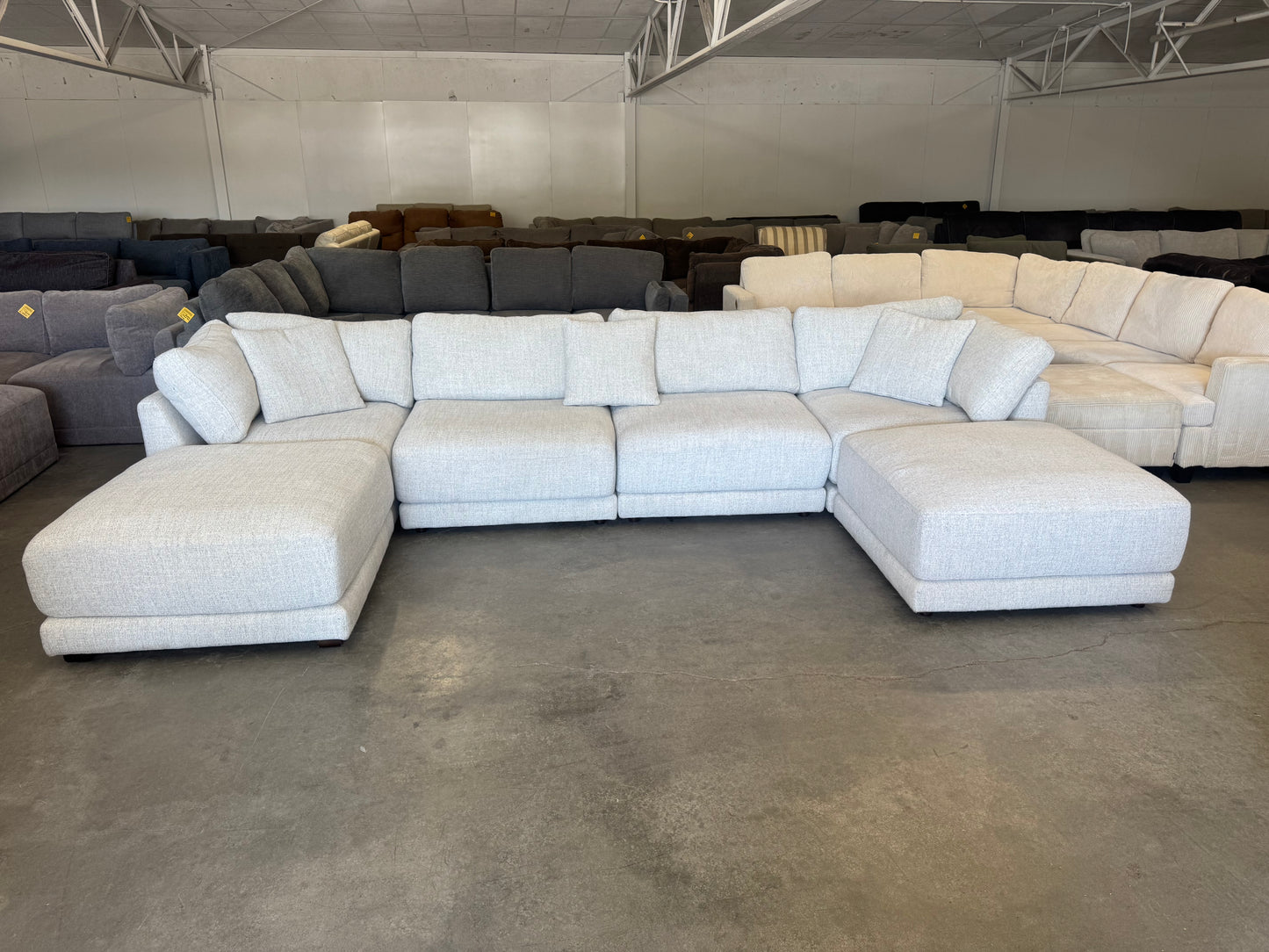 White Modular Cloud Sectional with Dual Ottoman
