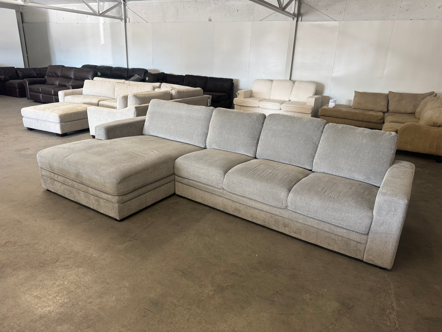 Gray Sectional Couch with Oversized Chaise