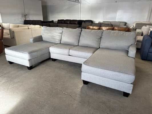 Gray Sectional with Dual Chaise Lounges