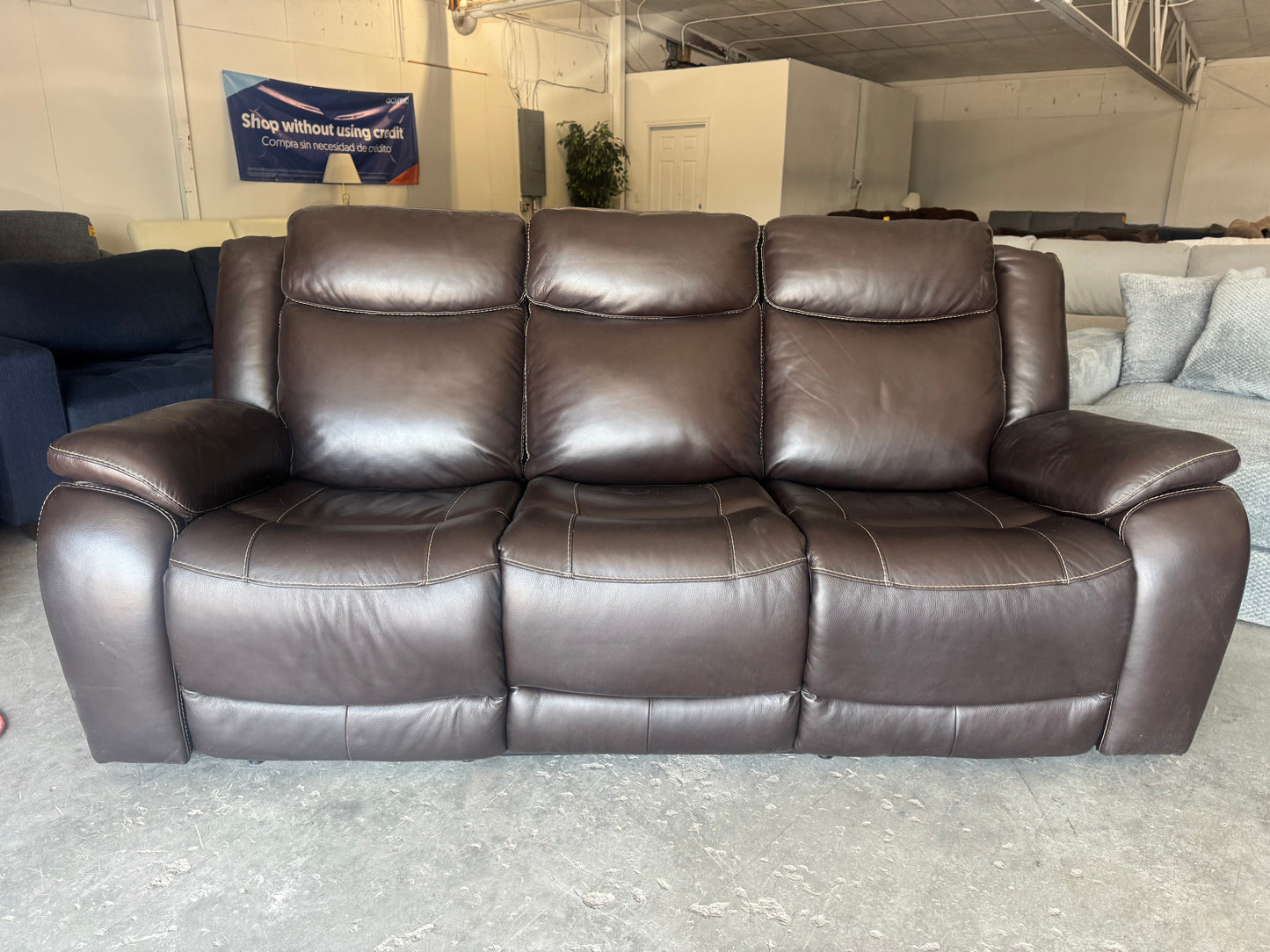 Leather Power Reclining Sofa – Gilman Creek Harvey with Power Headrests