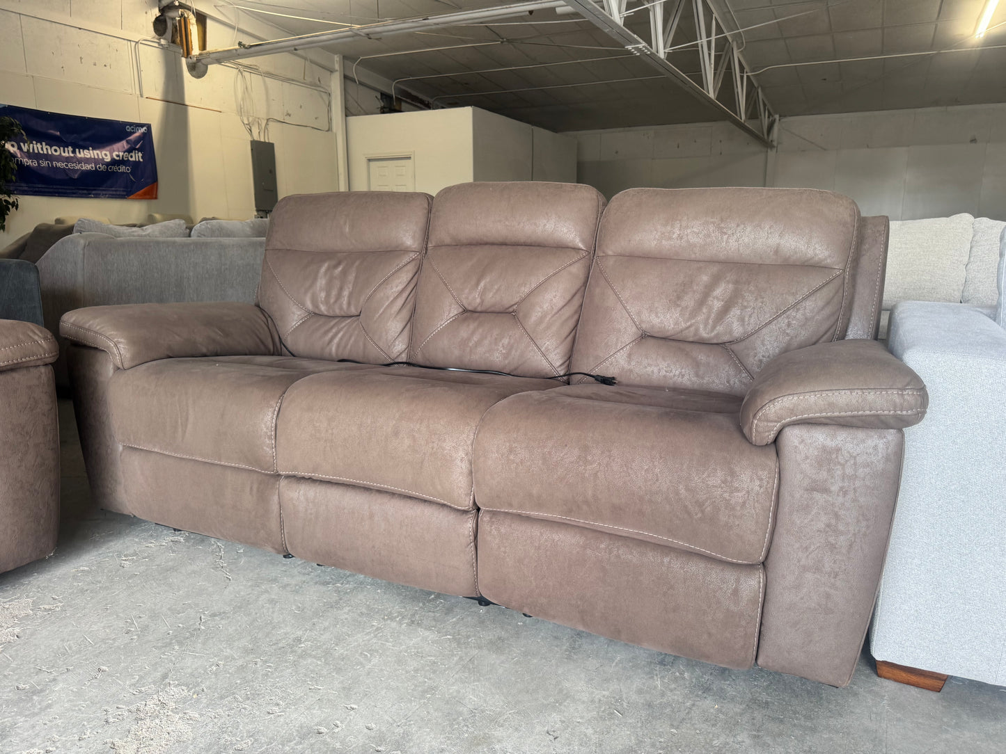 Brown Microfiber Power Reclining Sofa