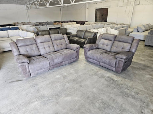 Gray Microfiber Reclining Sofa & Loveseat