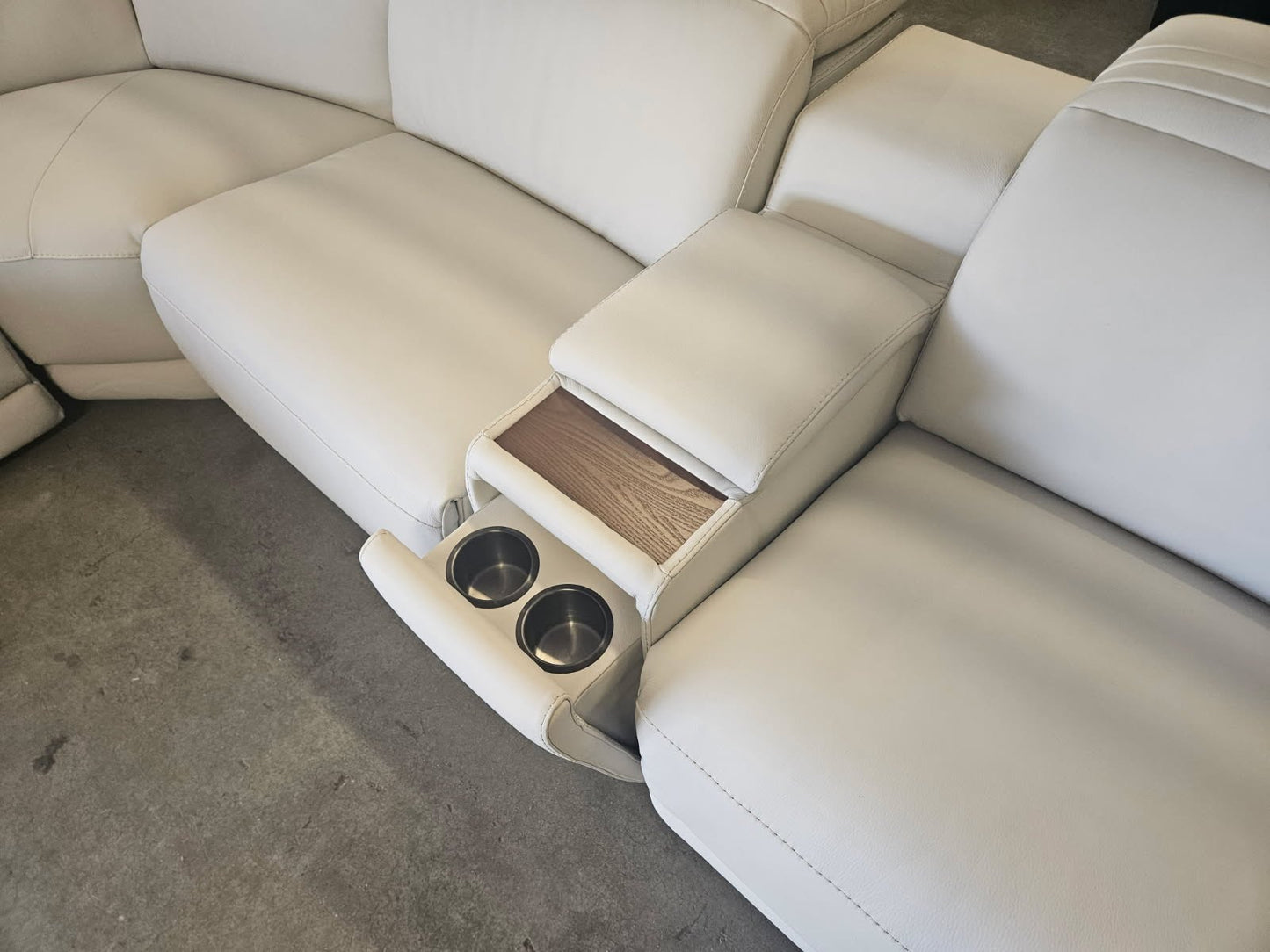 Like New Aiden & Ivy Karson White Leather Power Reclining Sectional