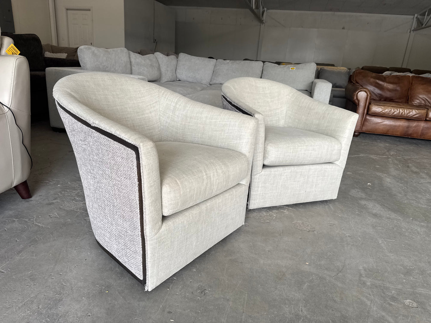 Designer Beige Swivel Chairs (Set of 2)