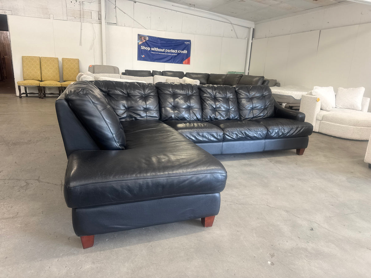 Black Leather Sectional Couch