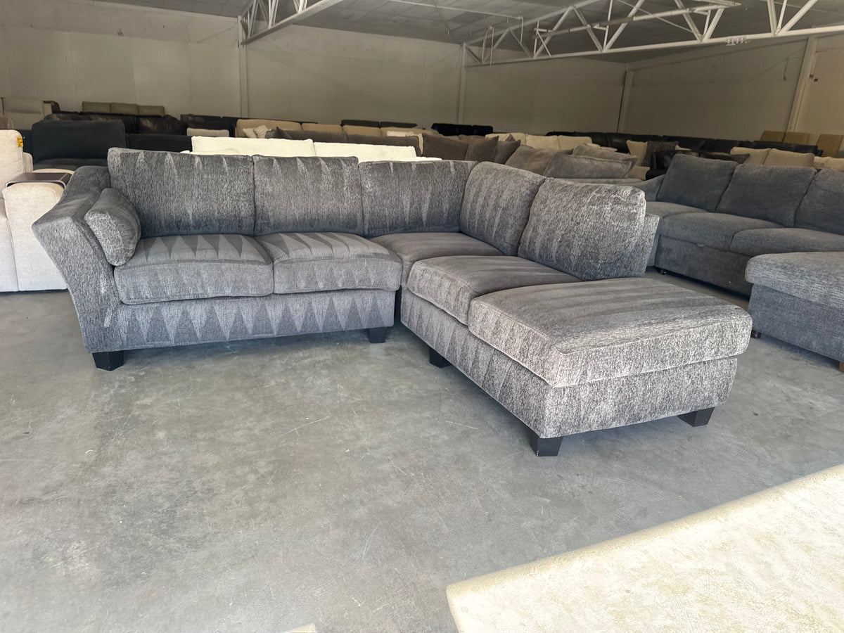 Charcoal Gray L-Shaped Sectional with Chaise Lounge