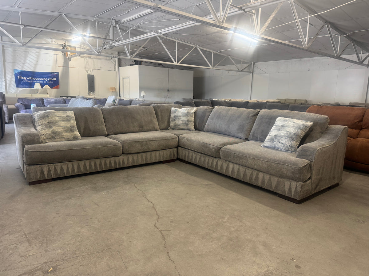 Deep Seated Gray L-Shape Sectional Couch