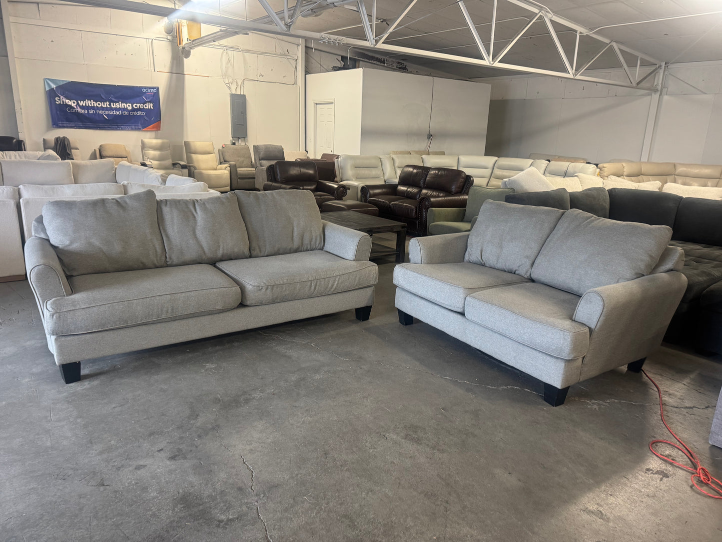 Couch and Loveseat - Gray Living Room Sofa Set