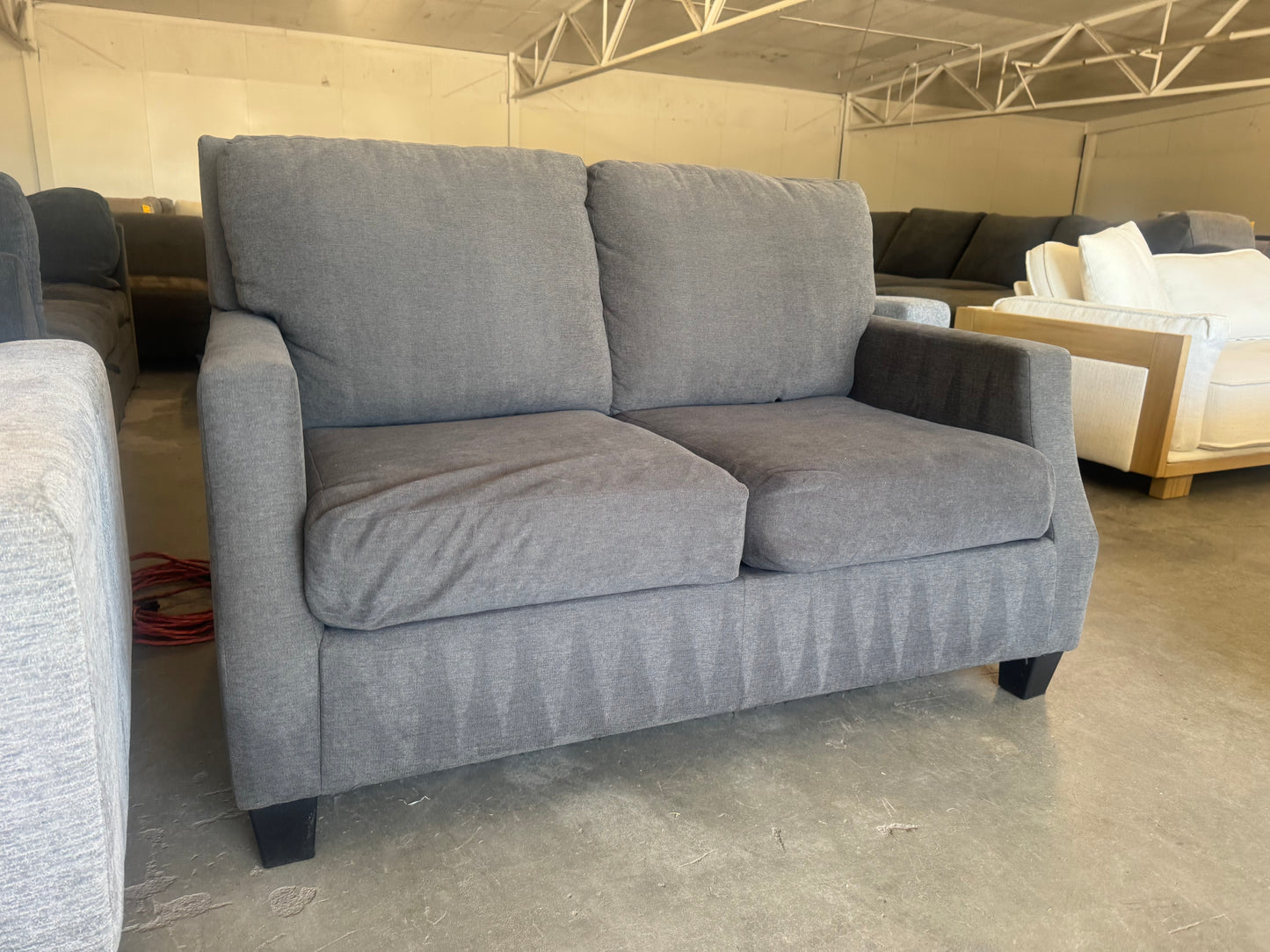 Charcoal Gray Fabric Loveseat