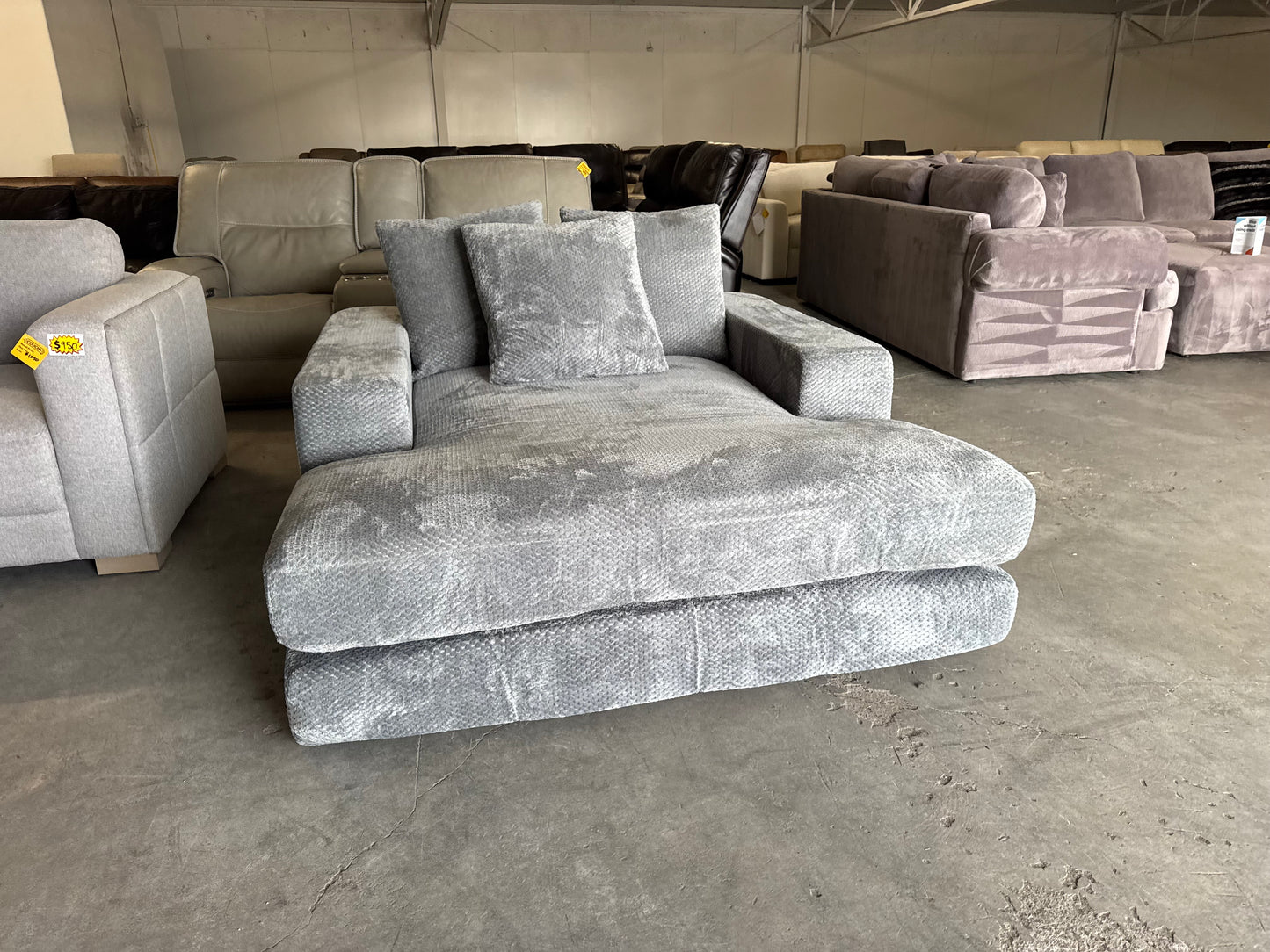 Plush Gray Corduroy Boneless Couch Lounger