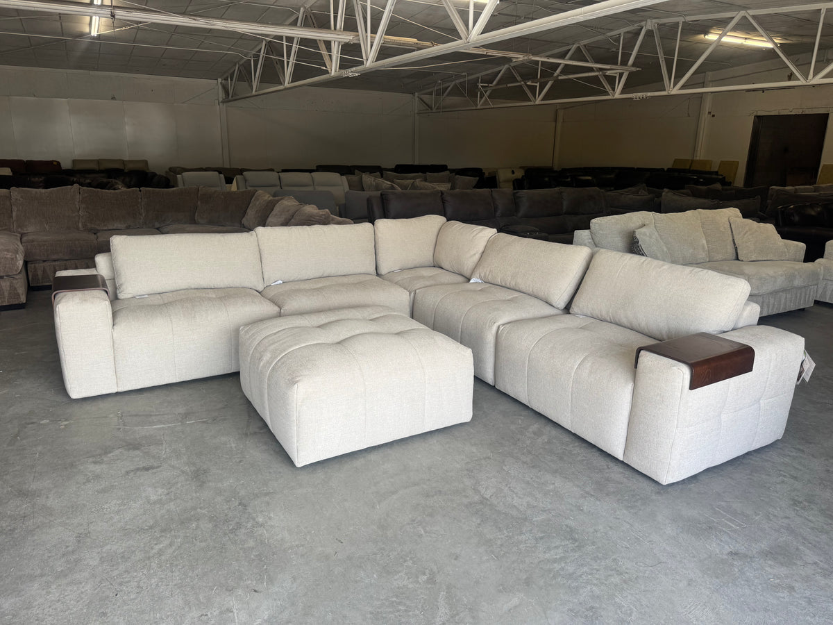 Gorgeous Beige 6-Piece Modular Sectional with Ottoman