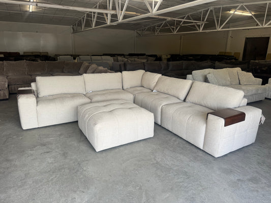 Gorgeous Beige 6-Piece Modular Sectional with Ottoman