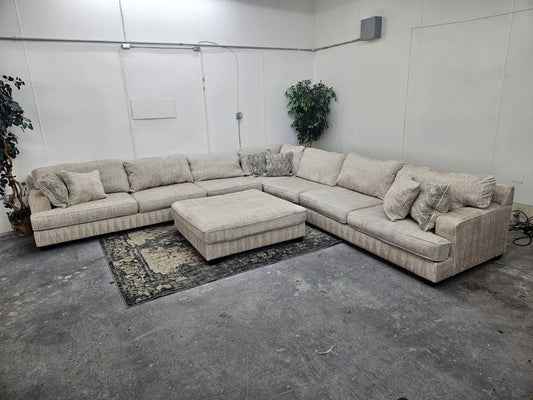 Ashley Rawcliffe Sectional Couch with Two Modular Extenders + Oversized Ottoman