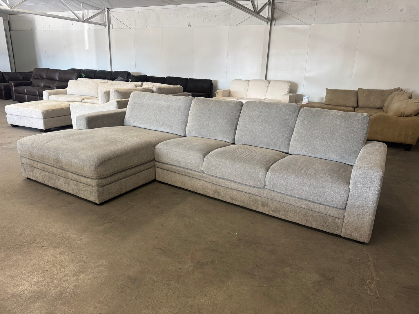 Gray Sectional Couch with Oversized Chaise