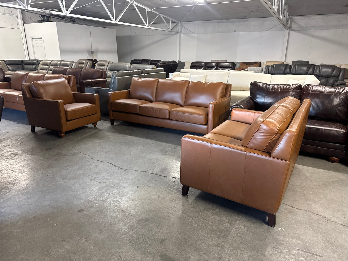 Leather Sofa Set – West Park 3-Piece Leather Set (Sofa, Loveseat & Chair)