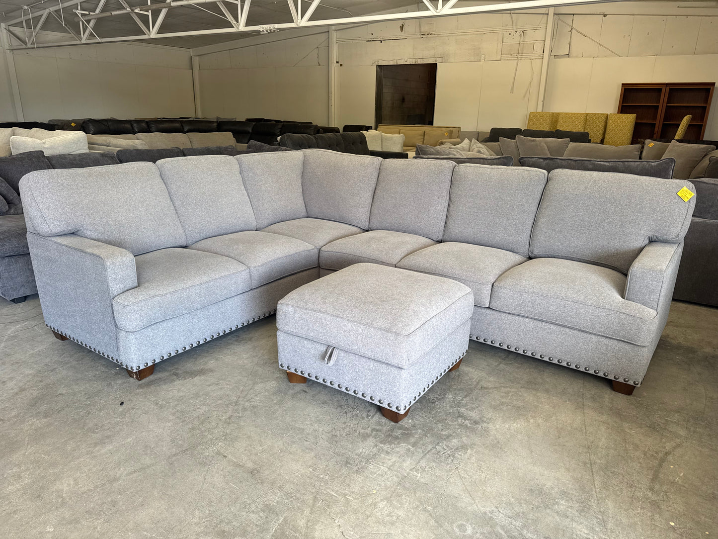 Gray L Shape Sectional with Storage Ottoman