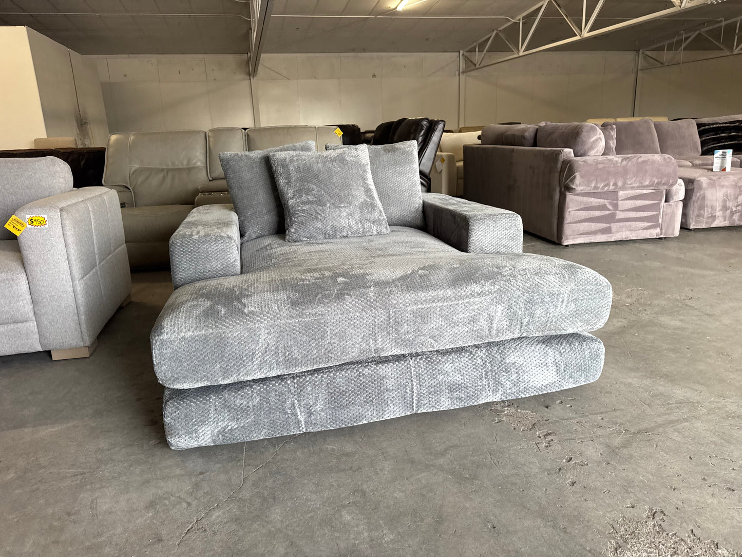 Plush Gray Corduroy Boneless Couch Lounger
