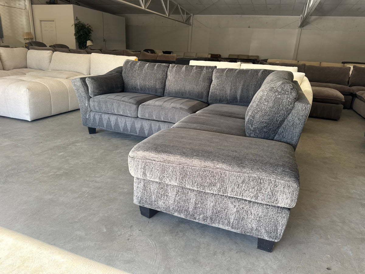 Charcoal Gray L-Shaped Sectional with Chaise Lounge