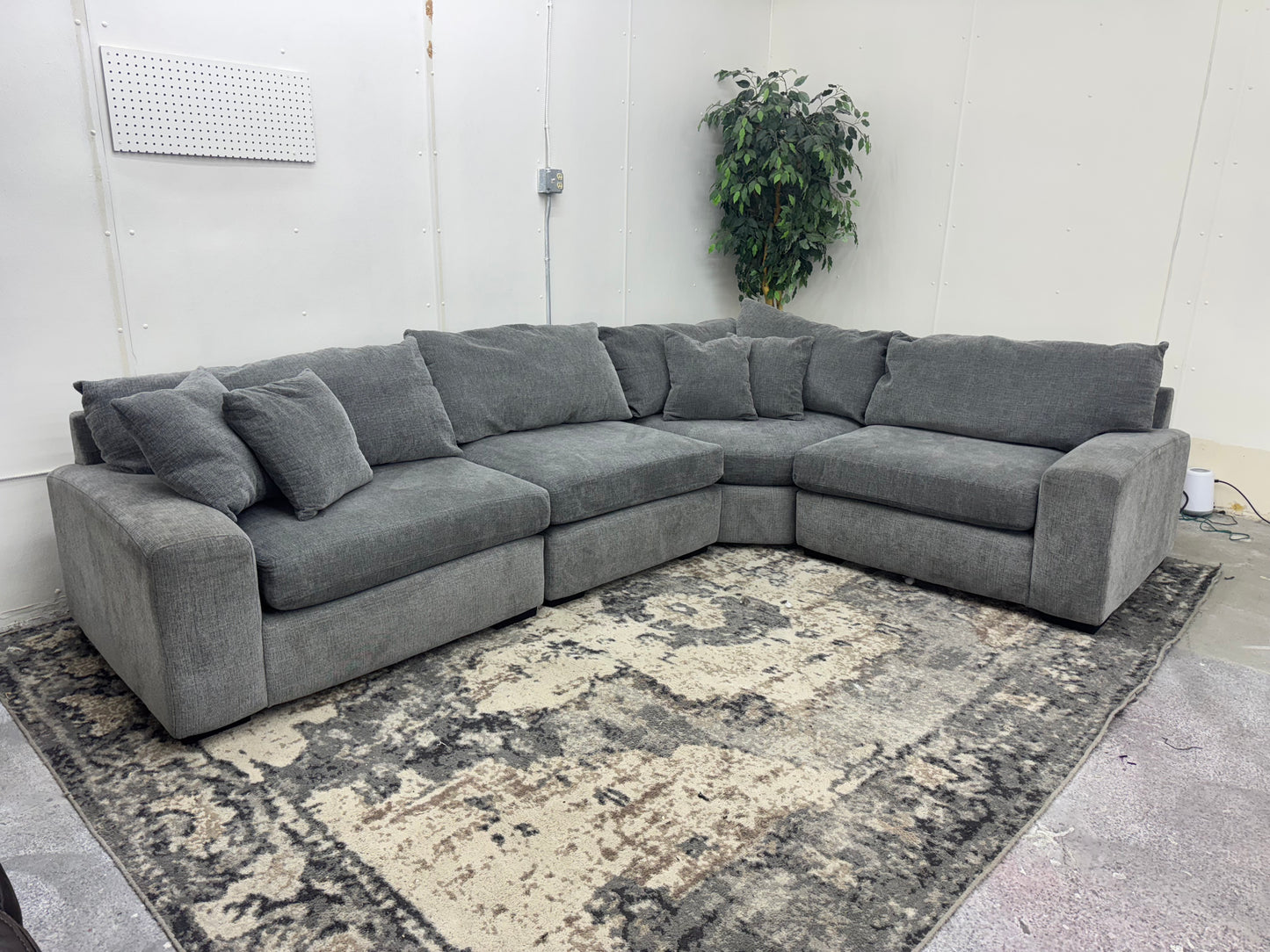 Gray Modular 4 Piece L Shape Sectional Couch