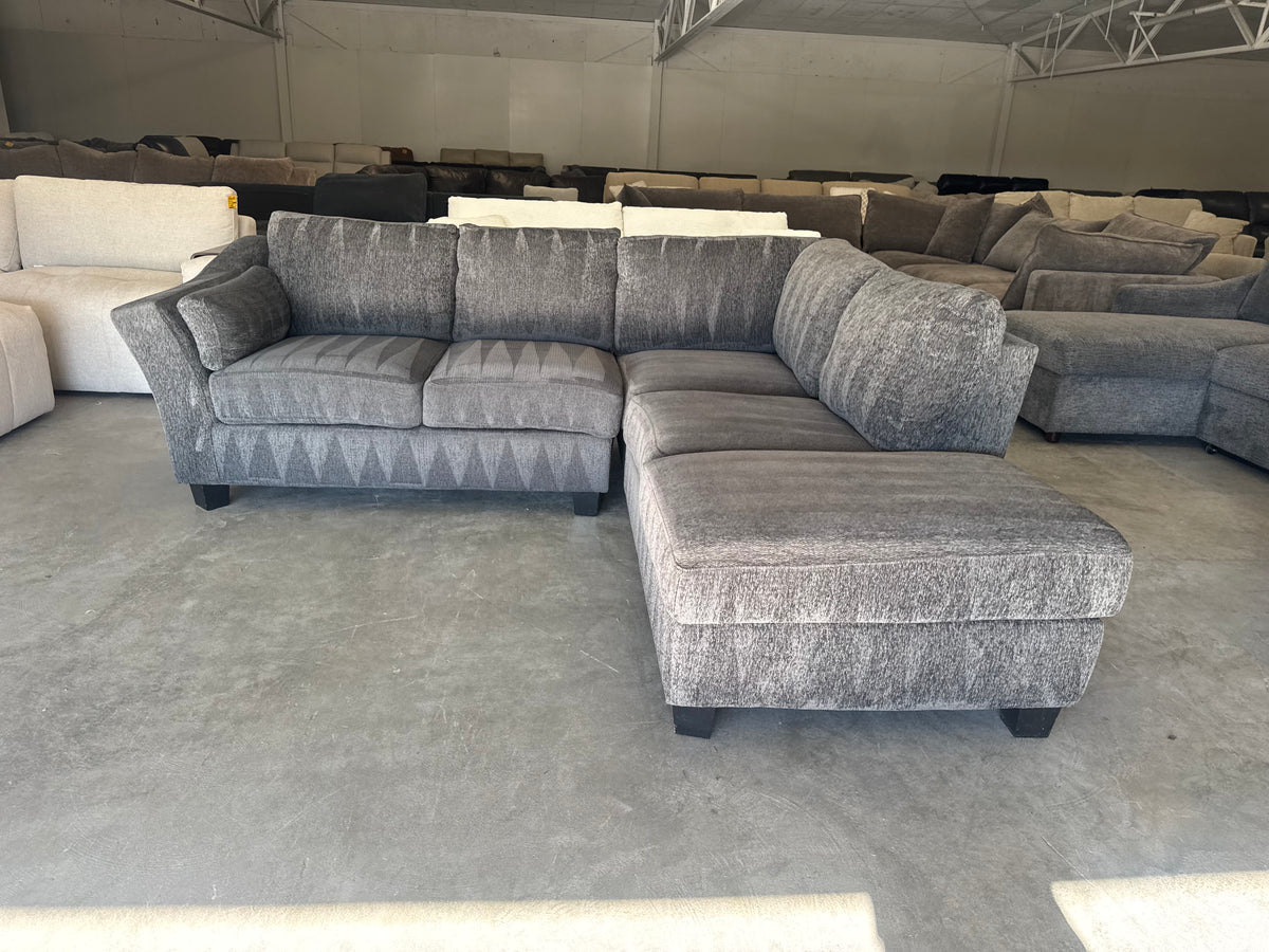 Charcoal Gray L-Shaped Sectional with Chaise Lounge