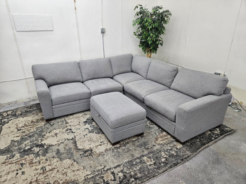 LIKE NEW Costco “Langdon” Sectional - Gray L Shape Sectional with Storage Ottoman