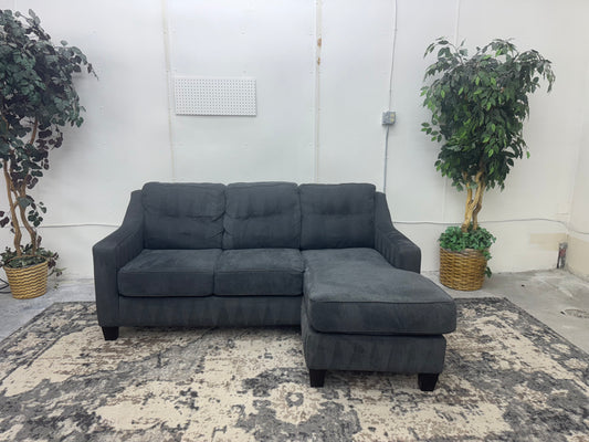 Charcoal Gray Apartment Sectional Couch with Reversible Chaise