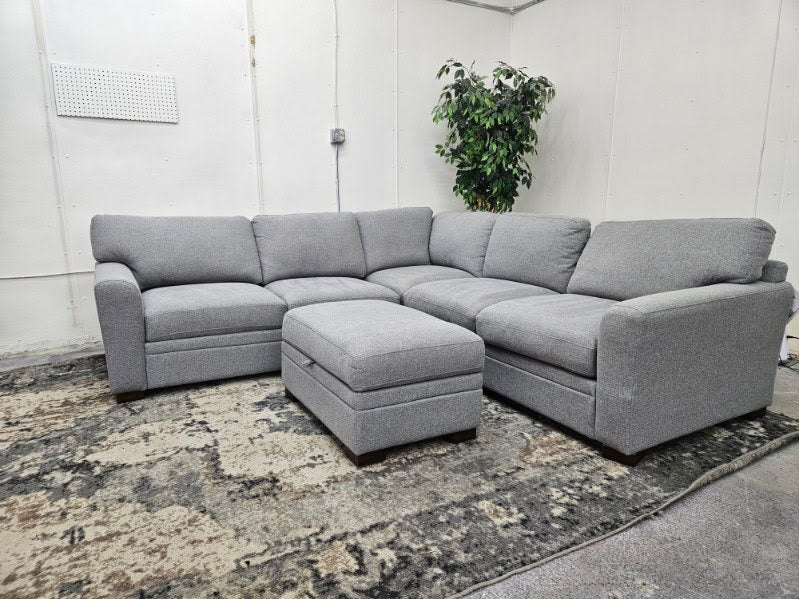 LIKE NEW Costco “Langdon” Sectional - Gray L Shape Sectional with Storage Ottoman