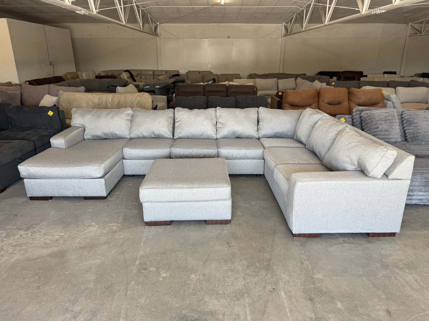 Gigantic Gray Modular U Shape Sectional with Ottoman