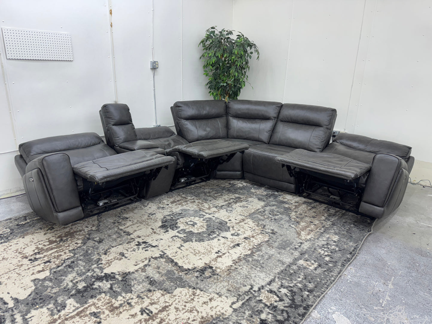 Leather Gray 6-Piece “Wylder” Modular Costco Sectional Couch