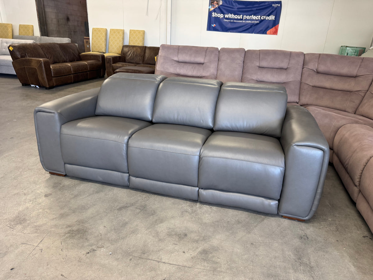 Aiden & Ivy Leather Power Reclining Sofa w/ Power Headrests