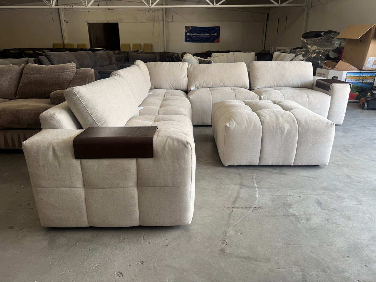 Gorgeous Beige 6-Piece Modular Sectional with Ottoman