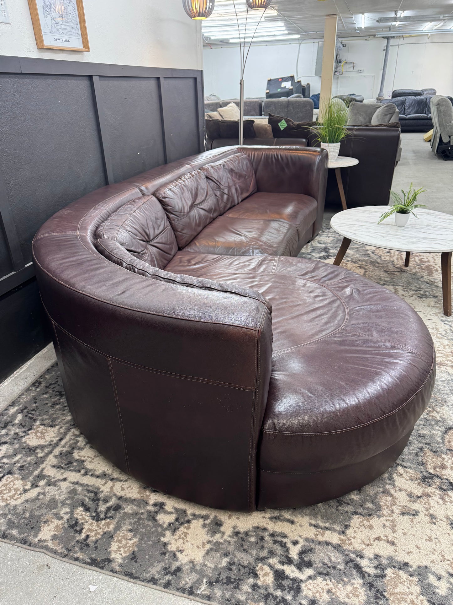 Chateau D’Ax Italian Leather Sectional with Huge Cuddler