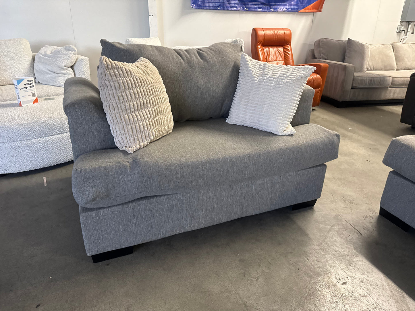 Gray Fabric Sectional with Reversible Chaise + Large Chair Set
