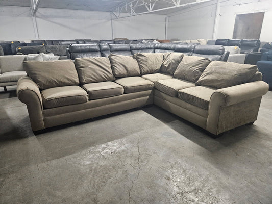 Brown Microfiber L-Shape Sectional