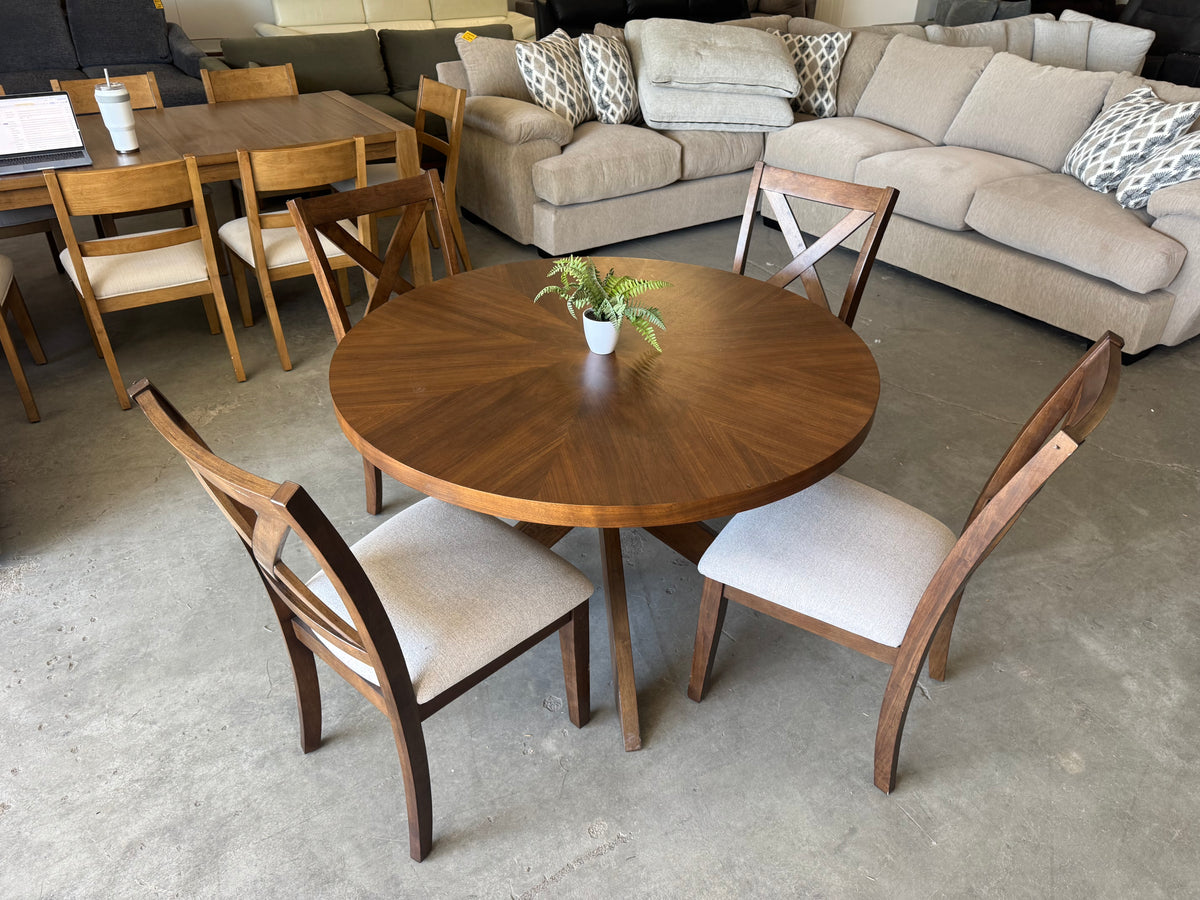 5-Piece Round Farmhouse Dining Set