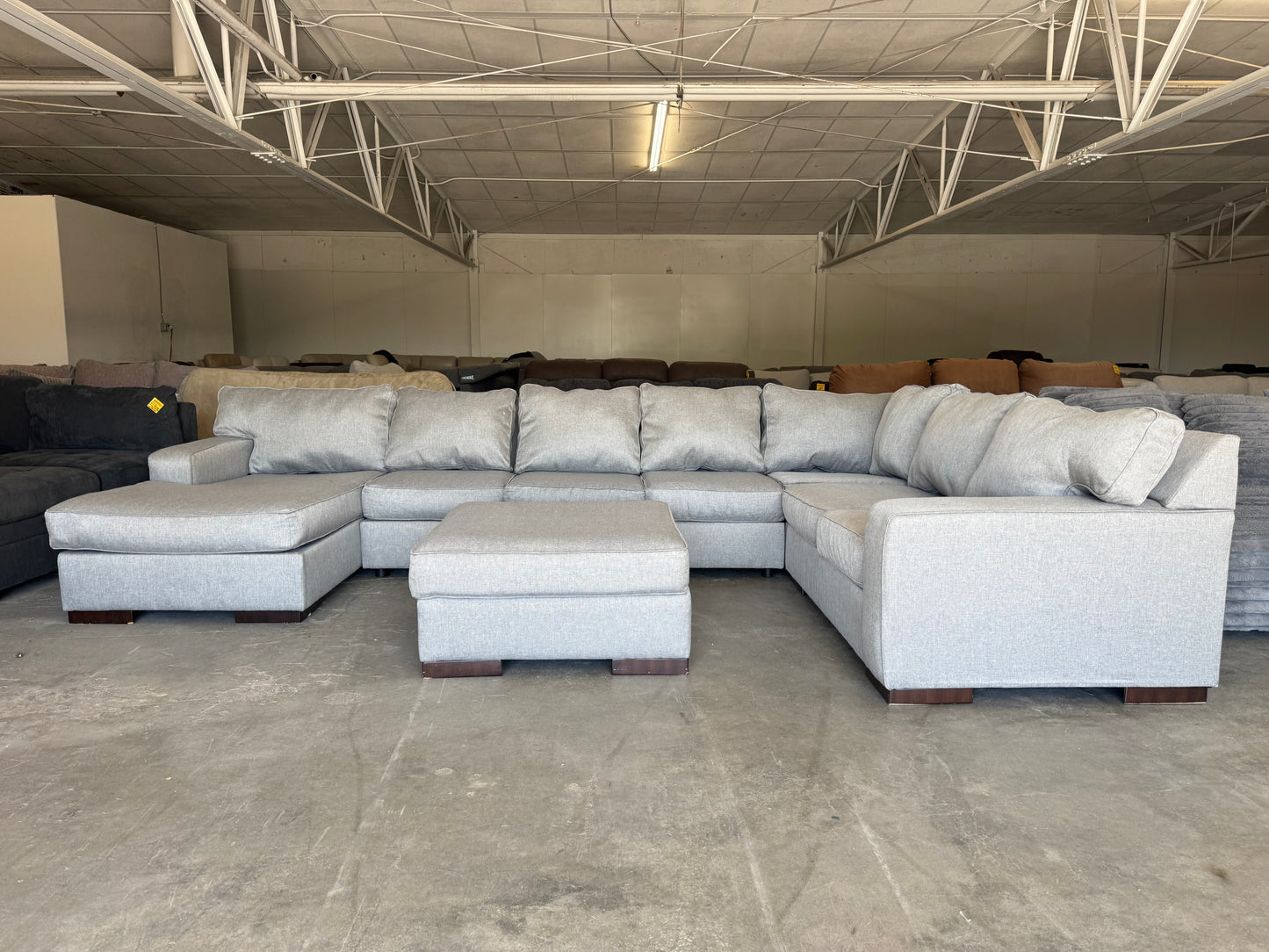 Gigantic Gray Modular U Shape Sectional with Ottoman