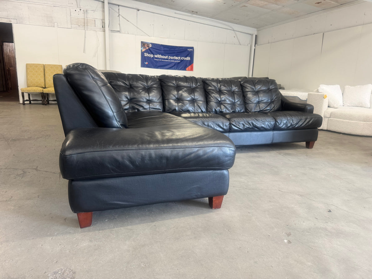Black Leather Sectional Couch