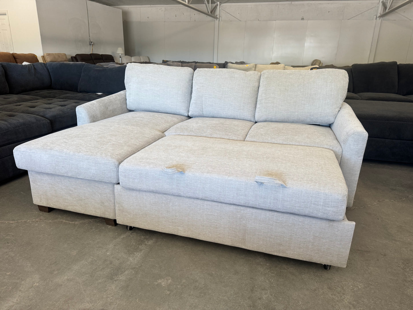 Beige Coddle Cameron Convertible Sleeper Sofa with Storage Chaise