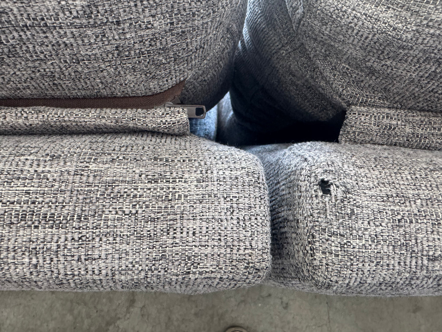 Gray L Shape Sectional with Ottoman