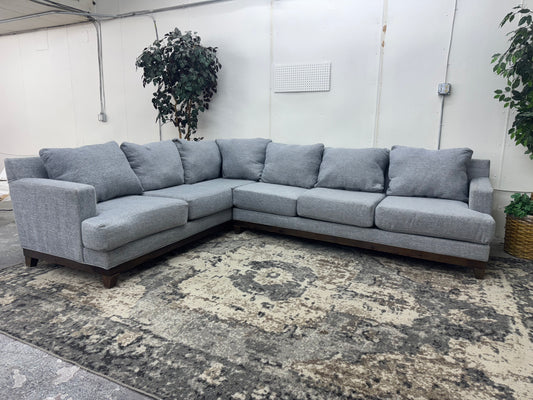 Blue Mid-Century Modern L-Shape Sofa