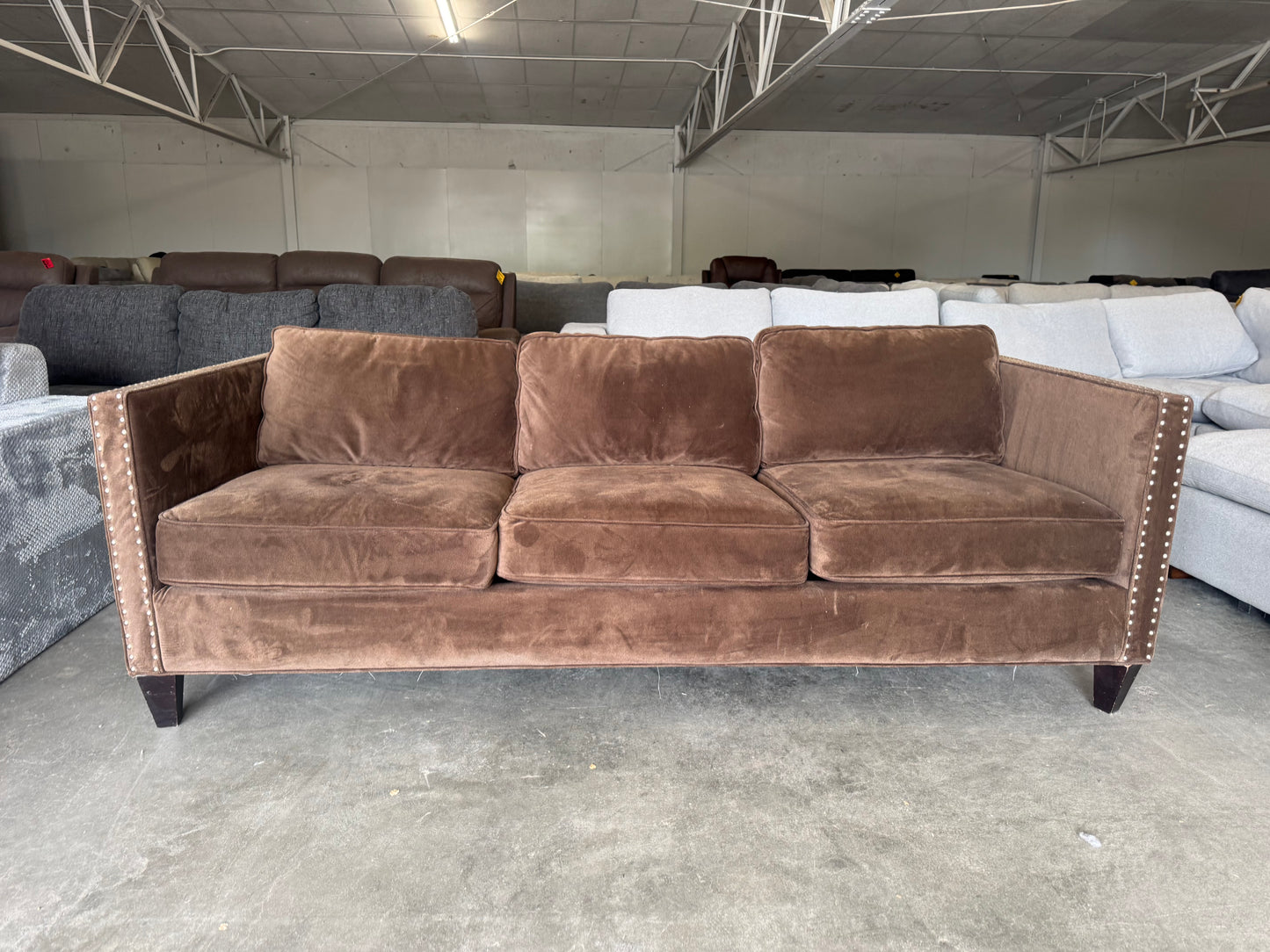 Brown Nailhead Trim Sleeper Sofa