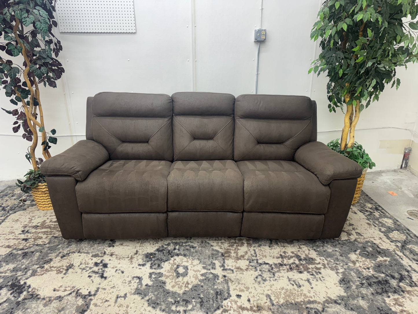 Brown Microfiber Electric Reclining Couch